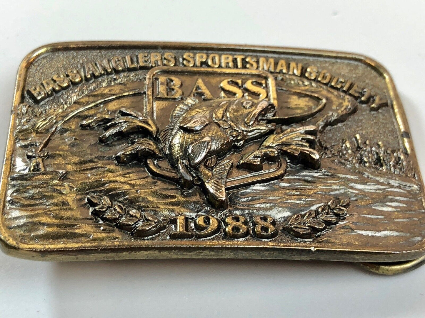 VINTAGE 1988 **BASS ANGLERS SPORTSMAN SOCIETY** BELT BUCKLE