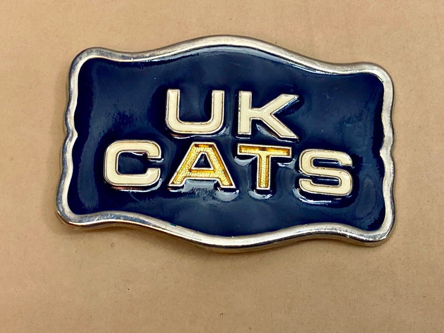 Vintage Black And Gold Tone Uk Cats Western Framed Belt Buckle