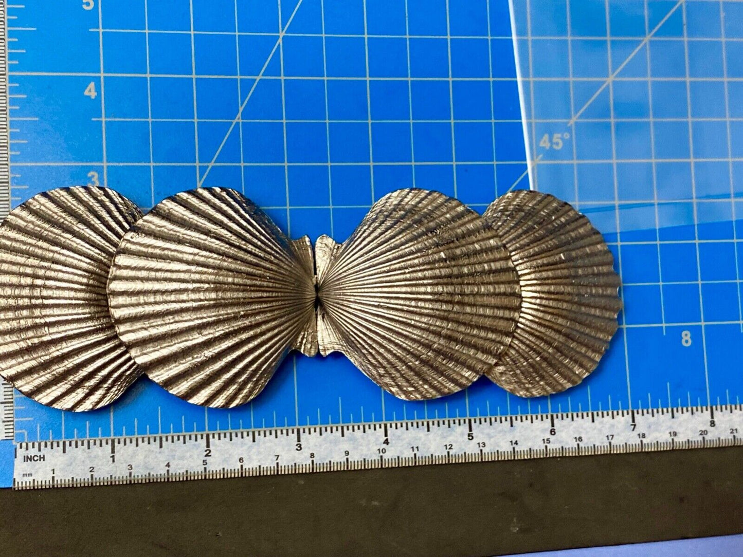 Two piece Interlocking silver color dual Clam SHELL belt buckle - DR Doreen Ryan