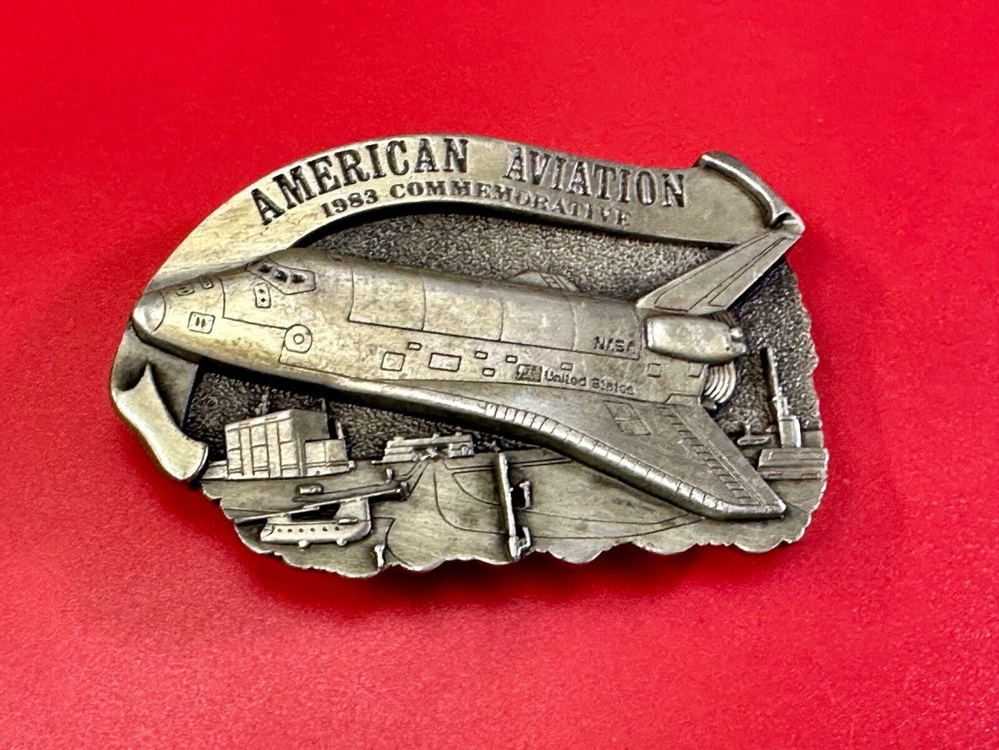 1983 American Aviation Commemorative Plane Pilots belt buckle by Arroyo Grande