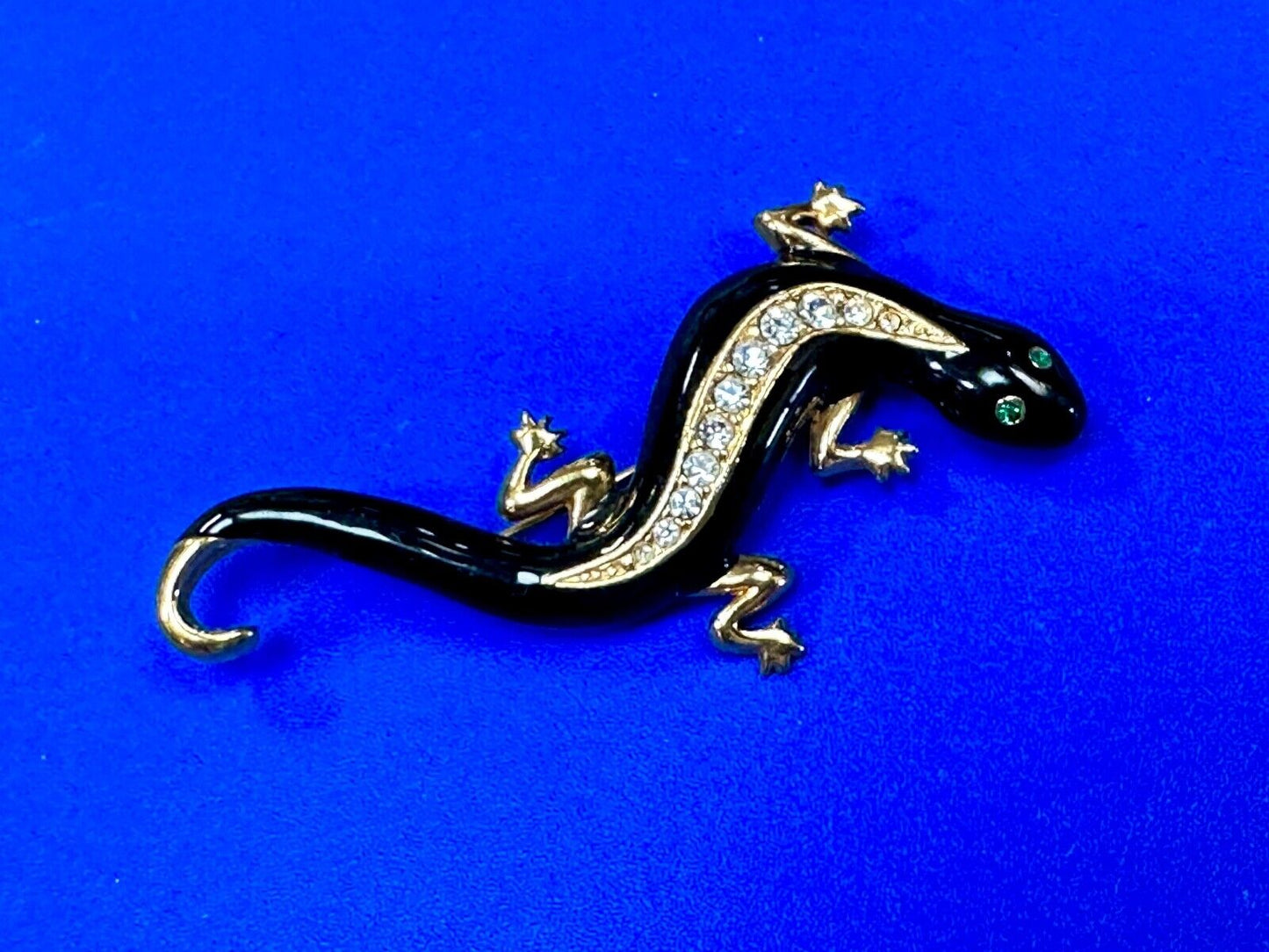 Avon signed Gecko Iguana Jeweled gold tone figural brooch pin