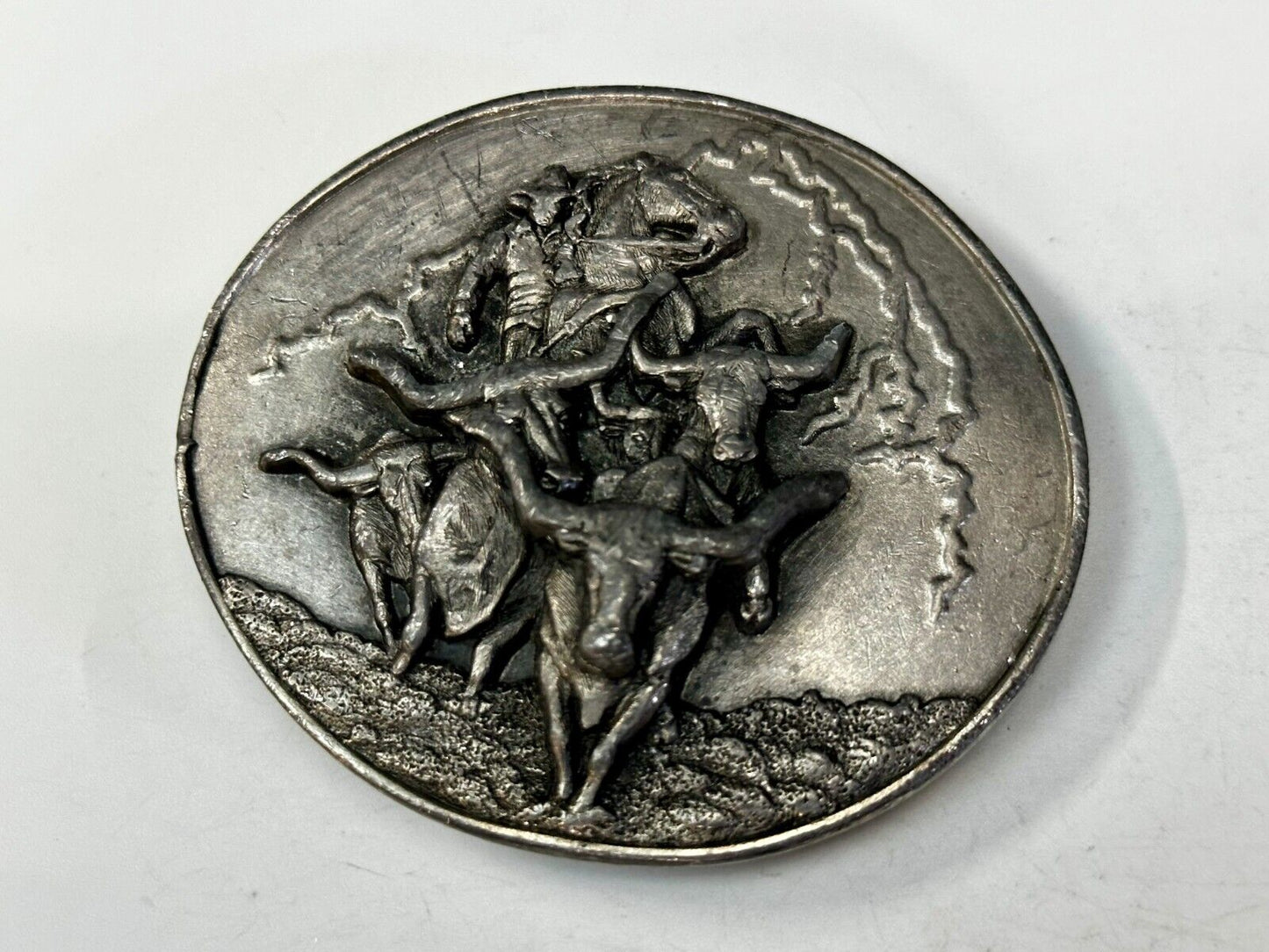 The Cattle Drive Vintage 1991 Belt Buckle by Arroyo Grande Buckle Co.