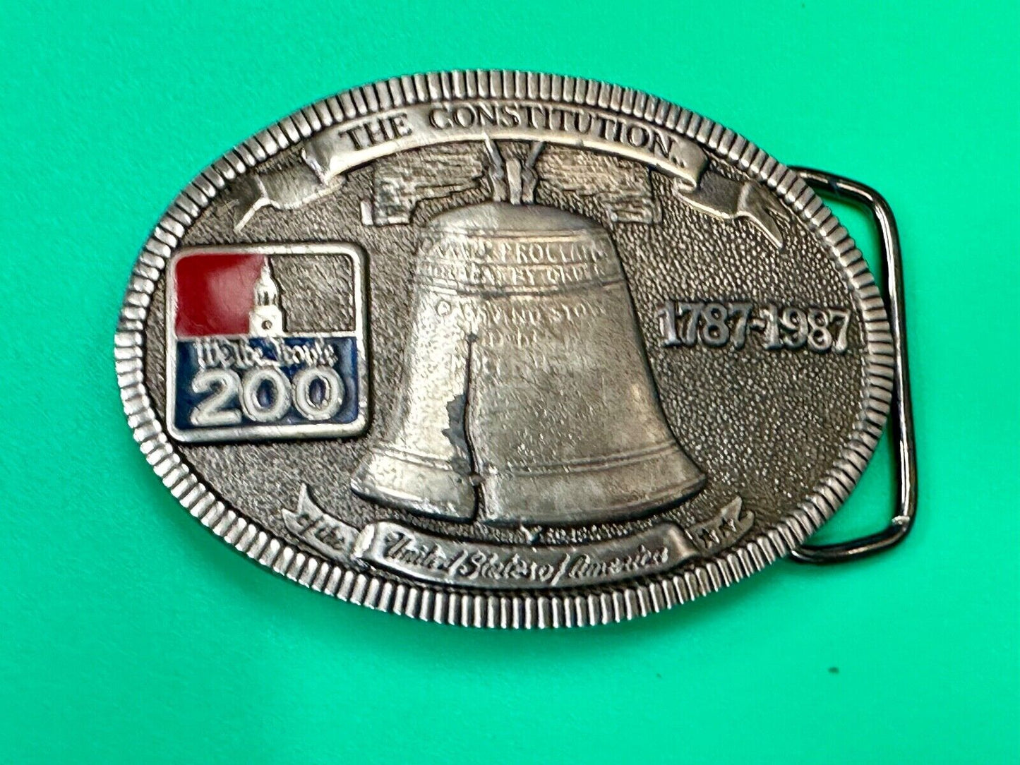 USA 200 year Celebration of the constitution Patriotic Liberty bell belt buckle