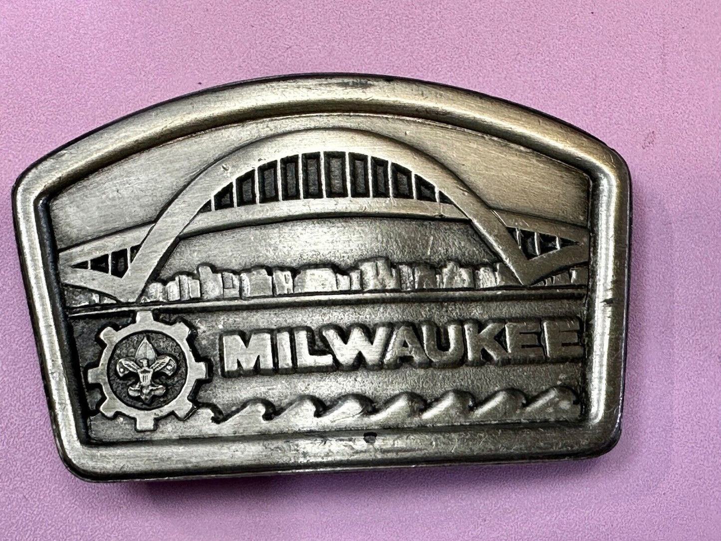 Be Prepared Do a Good Turn Daily Milwaukee Country Council BSA 1983 Belt Buckle