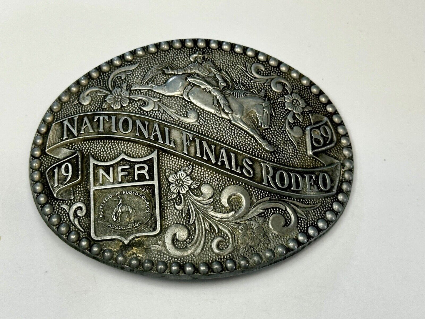 1989 NFR NATIONAL FINALS RODEO COWBOY BELT BUCKLE LAS VEGAS
