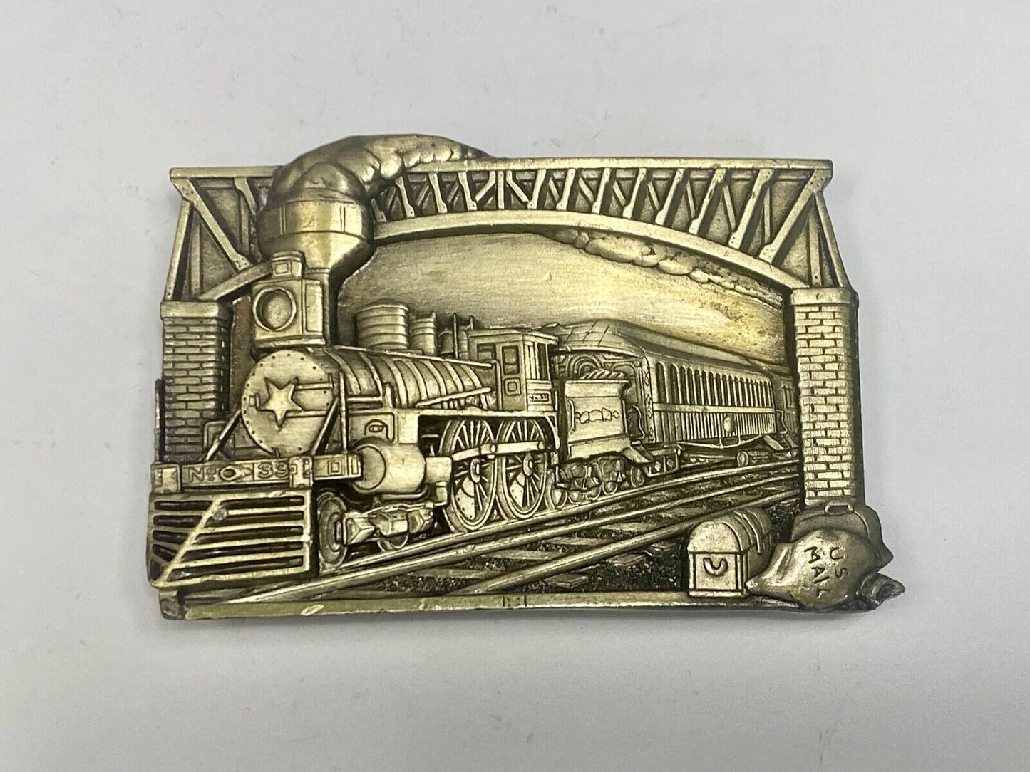 The Golden Age of the Railroad Steam Train Engine Collectors belt buckle