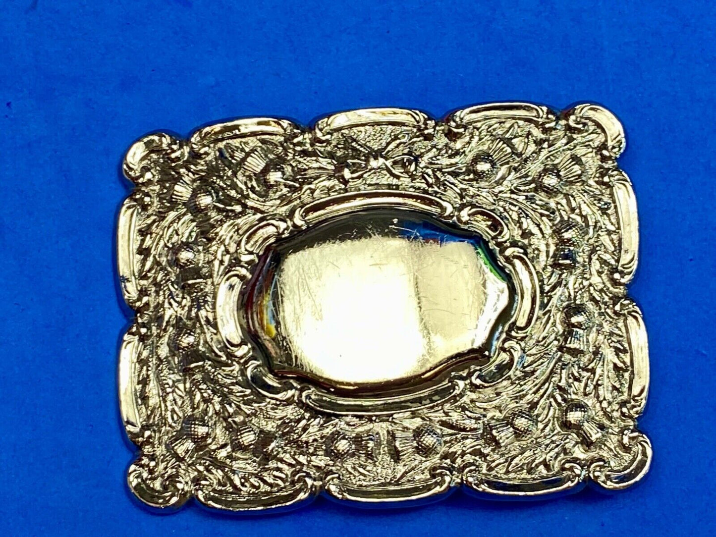 Beautiful ornate silver? Flower Swirl Made in GB Great Britain belt buckle