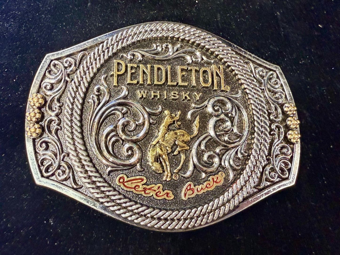 2021 Pendleton Whiskey Let'er Buck Rodeo Cowboy Montana Silversmiths Belt Buckle