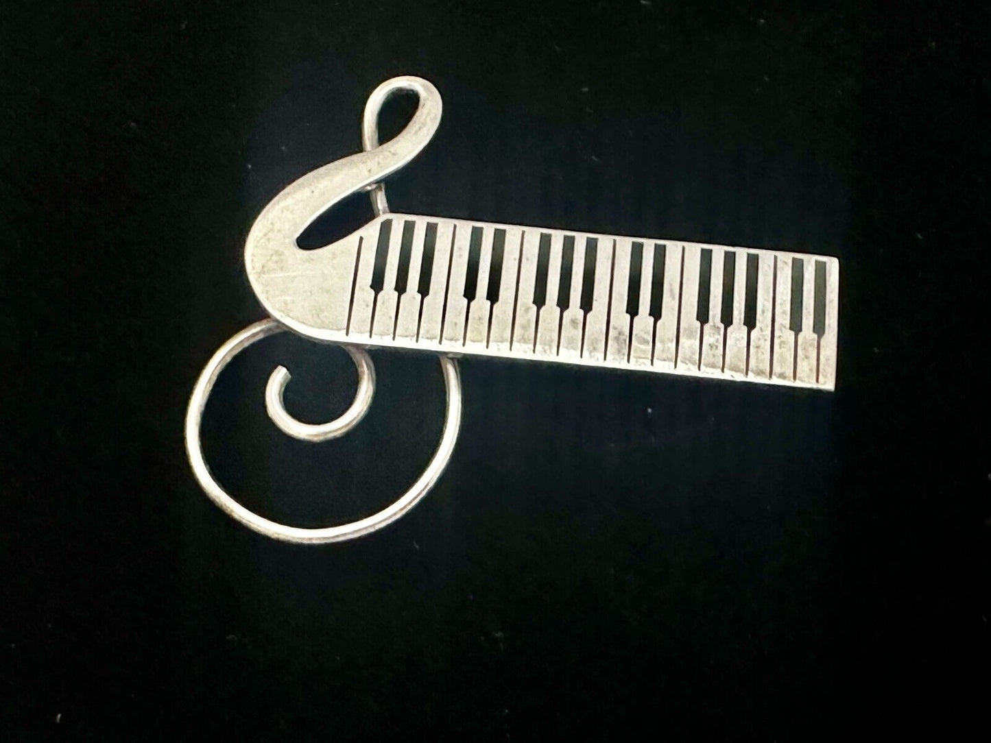 Treble Clef Piano Music Keyboard Musician Vtg. Brooch Pin Sterling 925 Mexico