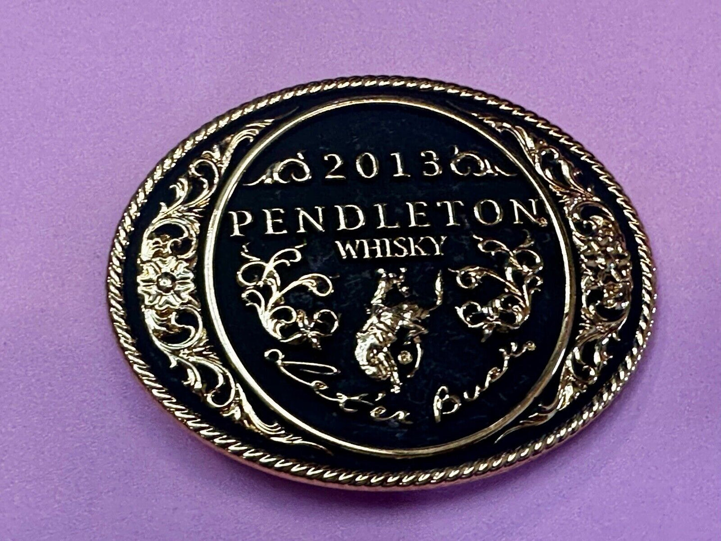 2012 Pendleton Whisky Let'er Buck Montana Silversmith Rodeo Cowboys Belt Buckle