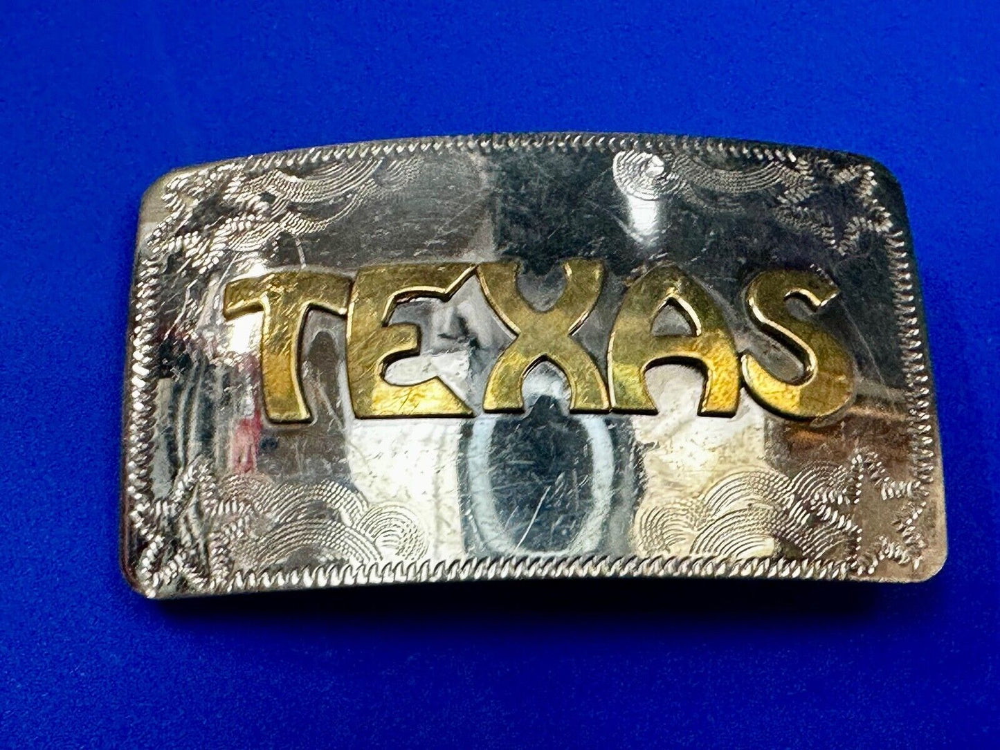 The Great State of Texas two tone German Silver rectangular Belt Buckle