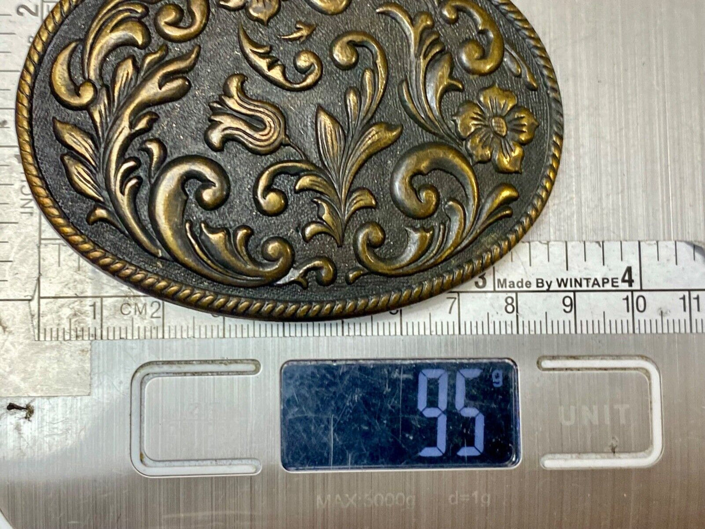Vintage Dark Western flower swirl Oval Cowgirls belt buckle