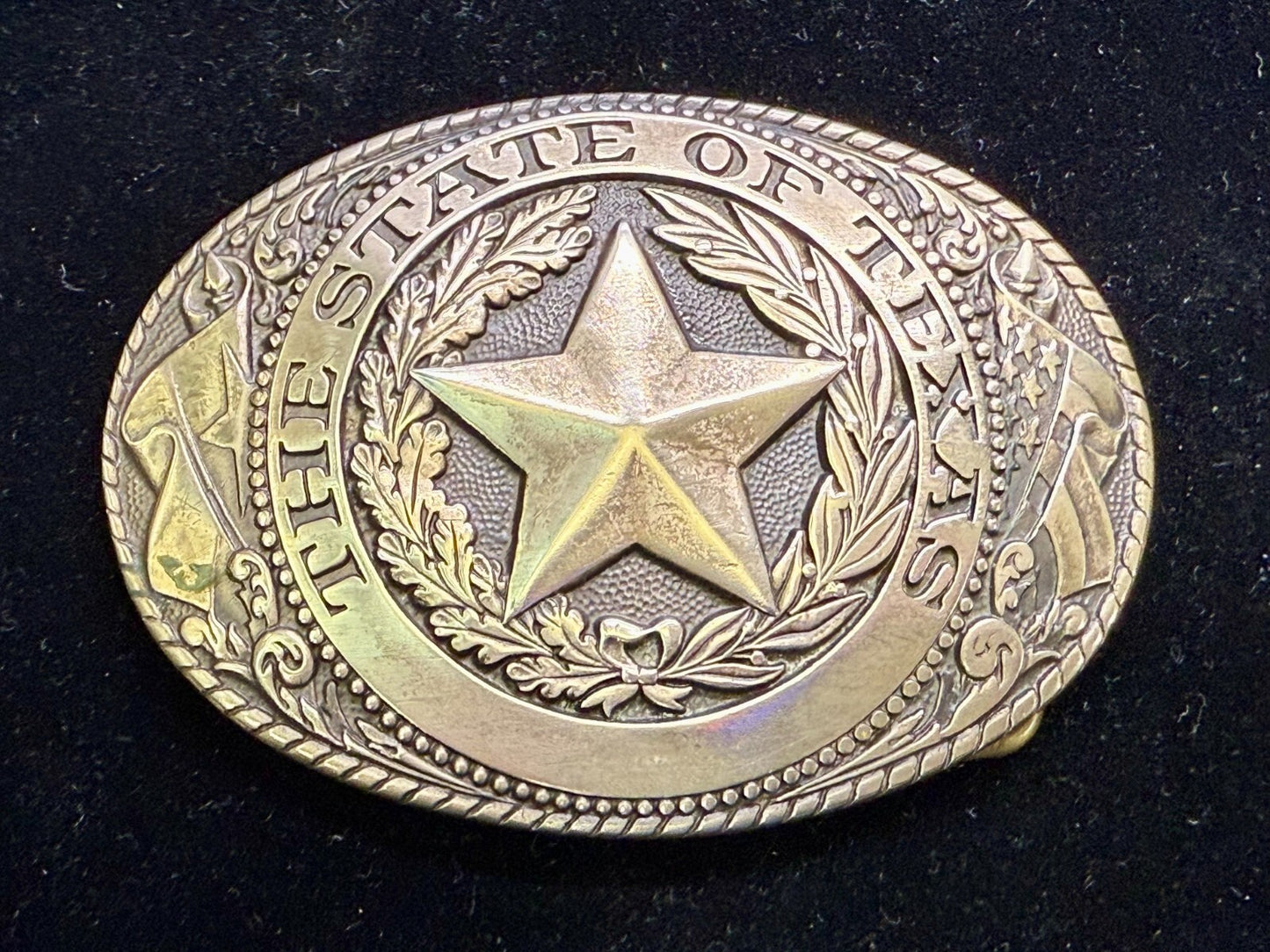Texas Lone Star State Vintage Statehood Series Solid Brass Tony Lama Belt Buckle