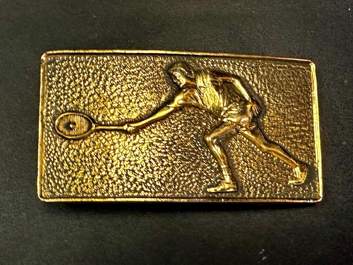 Tennis Player Men Solid Brass Vtg 1978 Belt Buckle by Baron Buckles Taiwan 8007