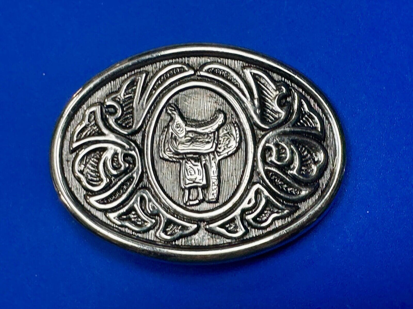 VINTAGE Avon Horse Saddle Western Ornate silver tone Belt Buckle