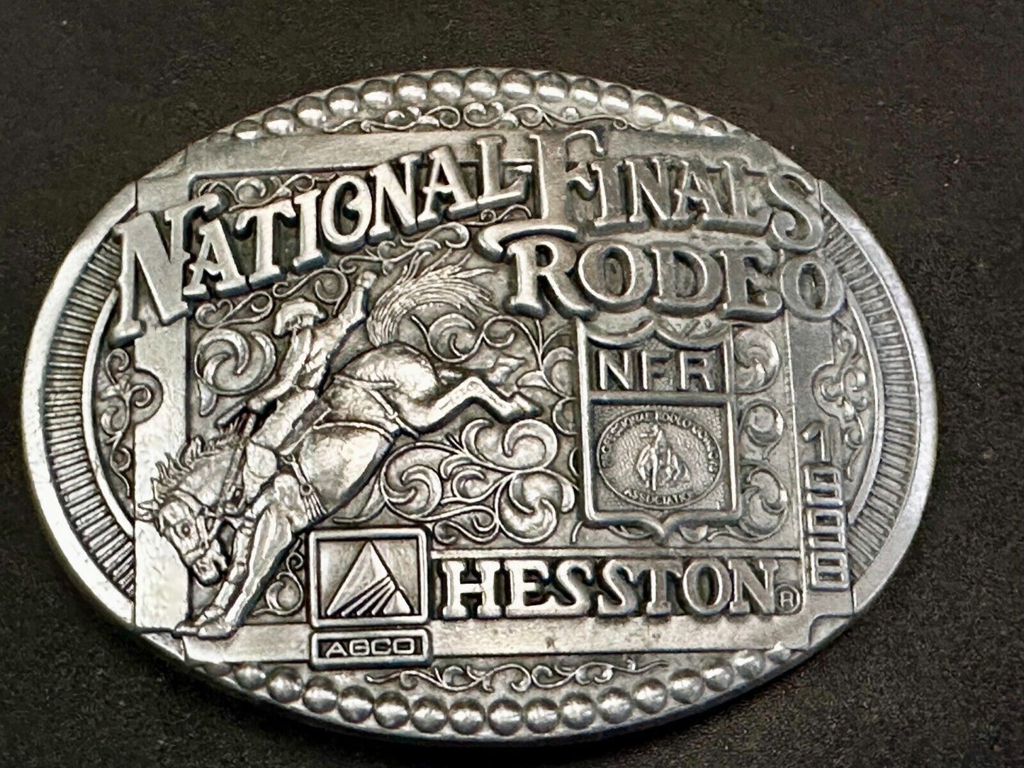 1998 ADM Hesston NFR National Finals Rodeo Cowboys Western Belt Buckle