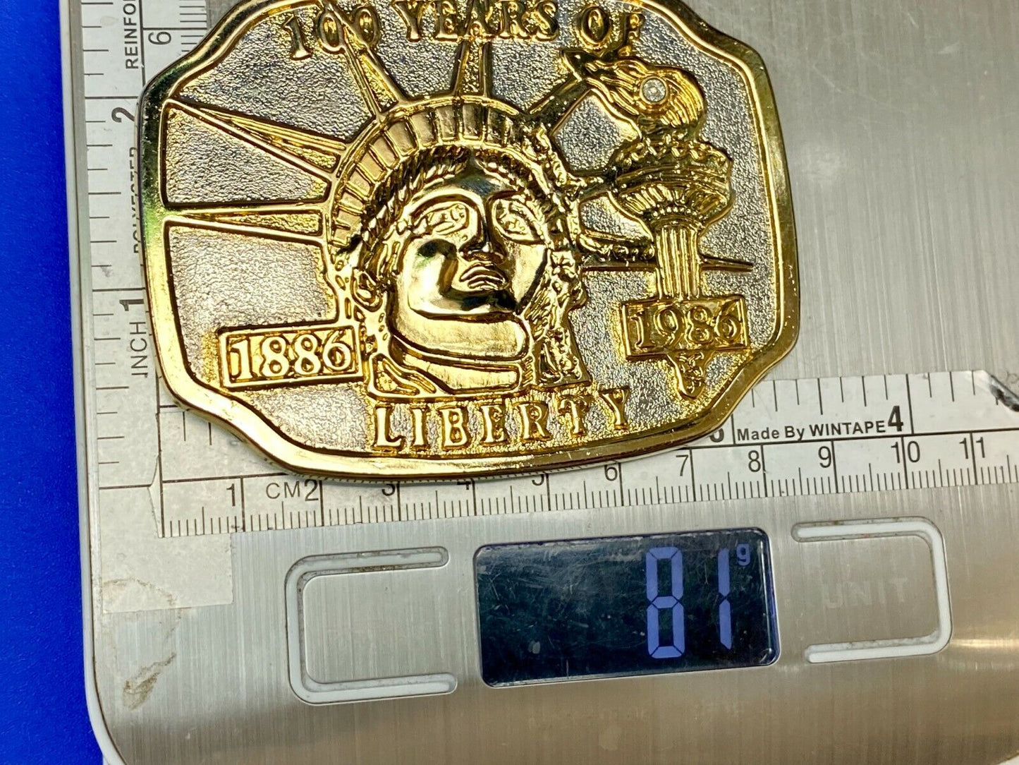 1886-1986 100 Years Of Liberty Statue Of Lady Liberty Belt Buckle Patriotic Nyc