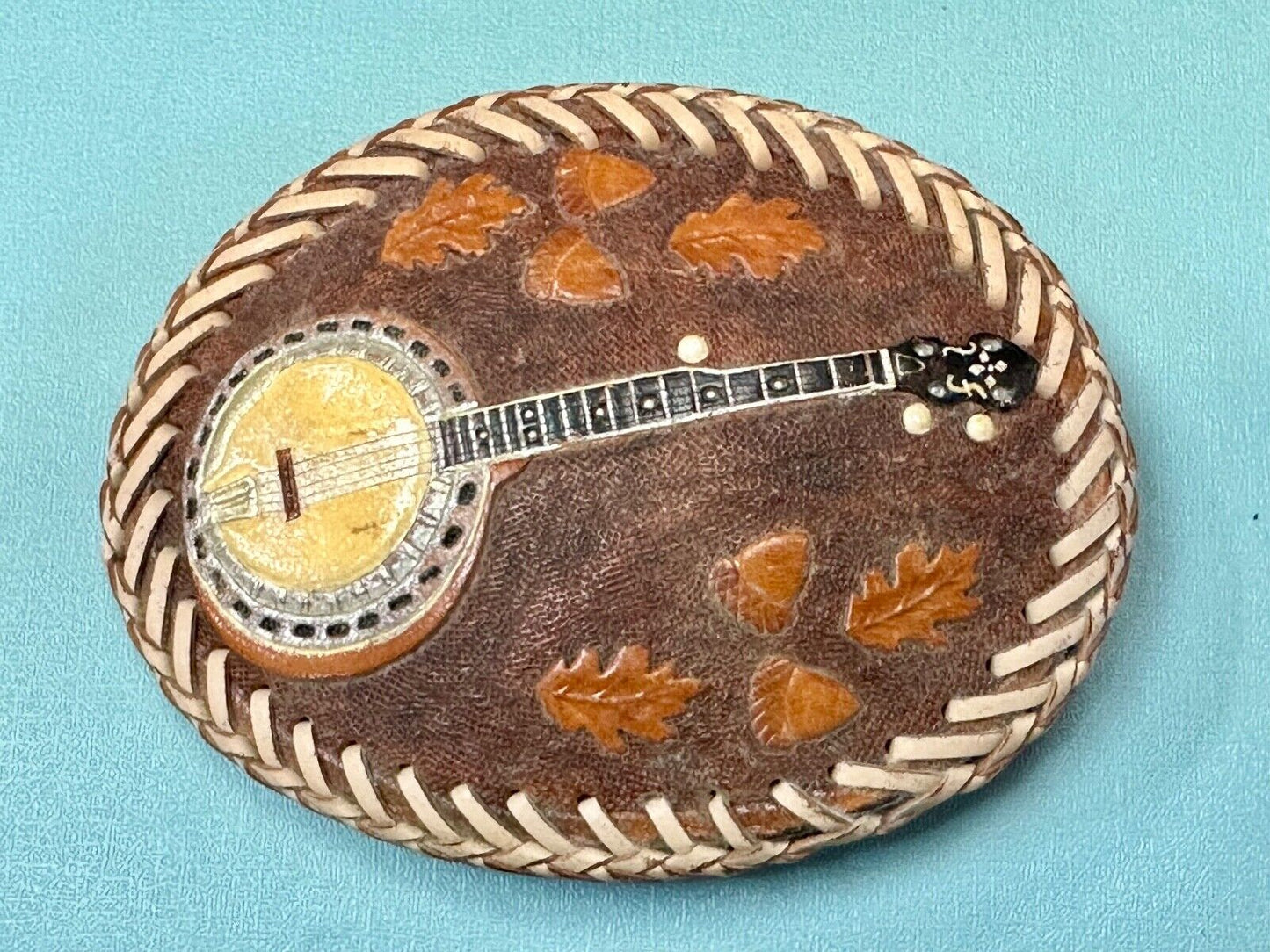 Banjo Country Music Bluegrass Pickers Gorgeous Snake Skin Vintage Belt Buckle