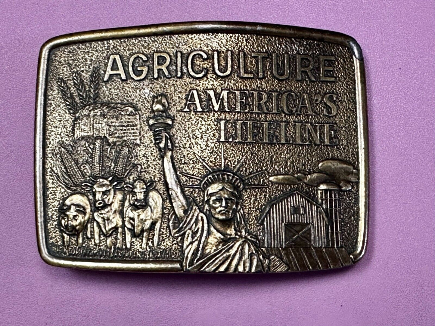 Agriculture America's Lifeline Farming Farmers -Lady Liberty Limited Belt Buckle