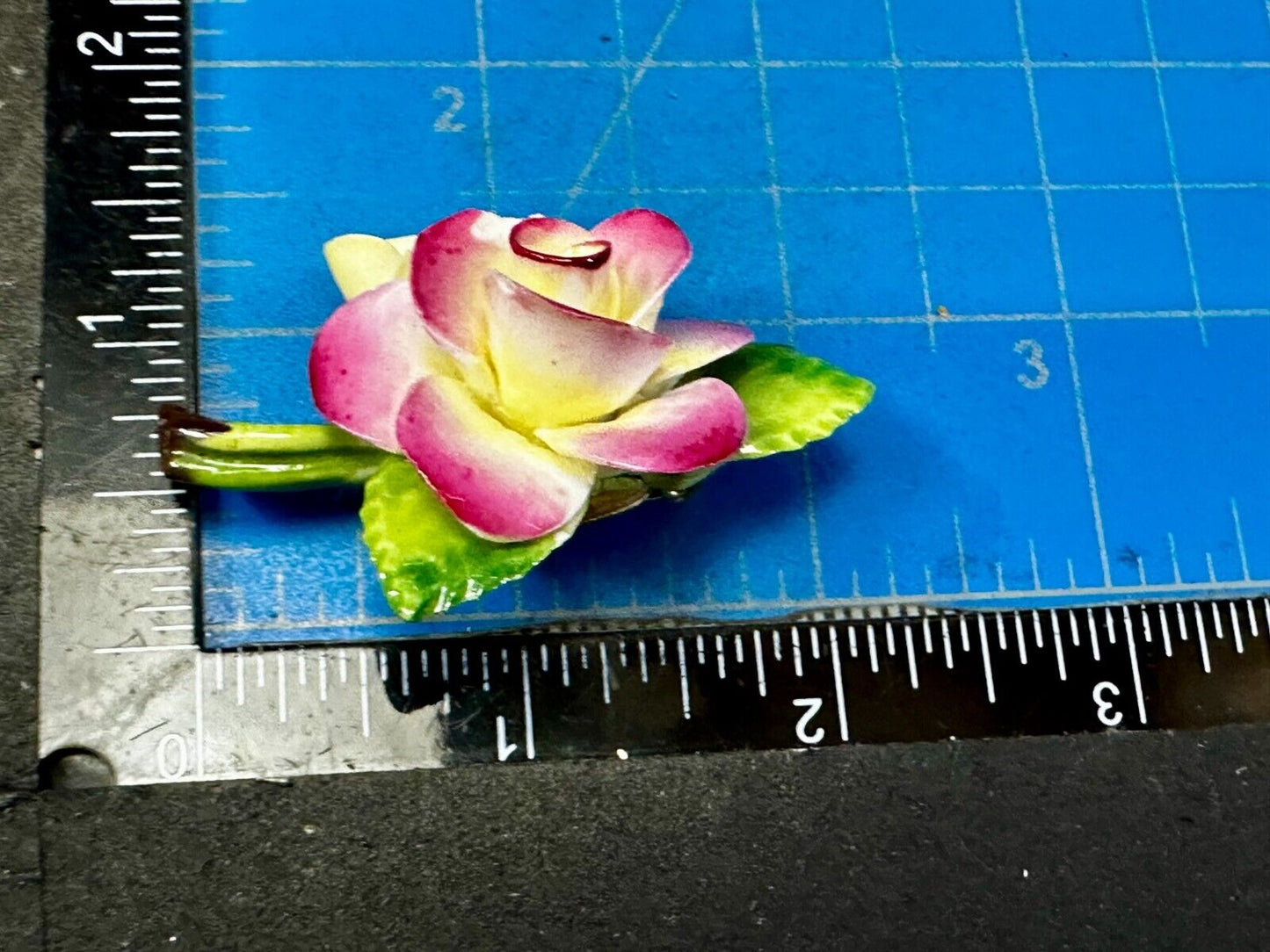 Beautiful Porcelain Rose Flower Brooch Pin Signed Cara China Staffordshire