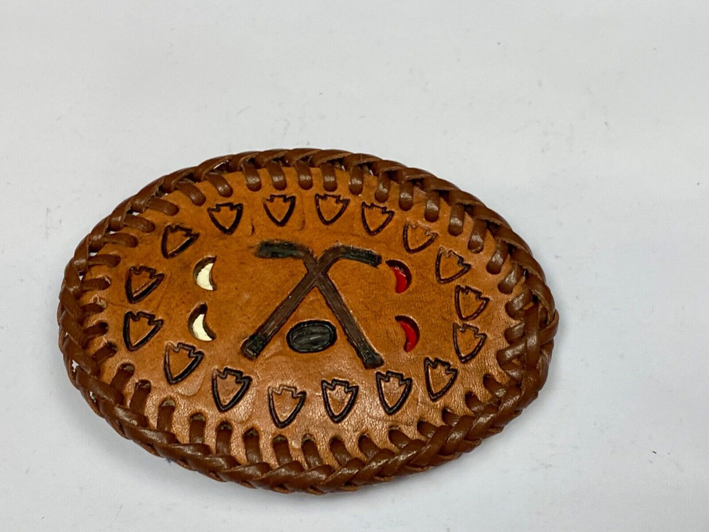 Ultimate Hockey Fan - Hand Stitched Leather Western Oval Belt Buckle