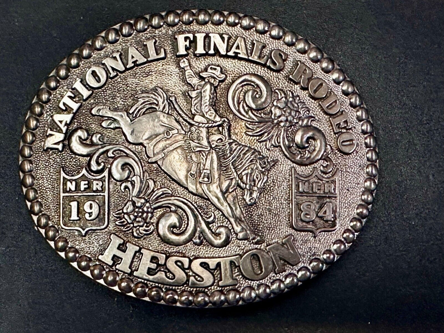 1984 Hesston NFR National Finals Rodeo Cowboys Western Belt Buckle