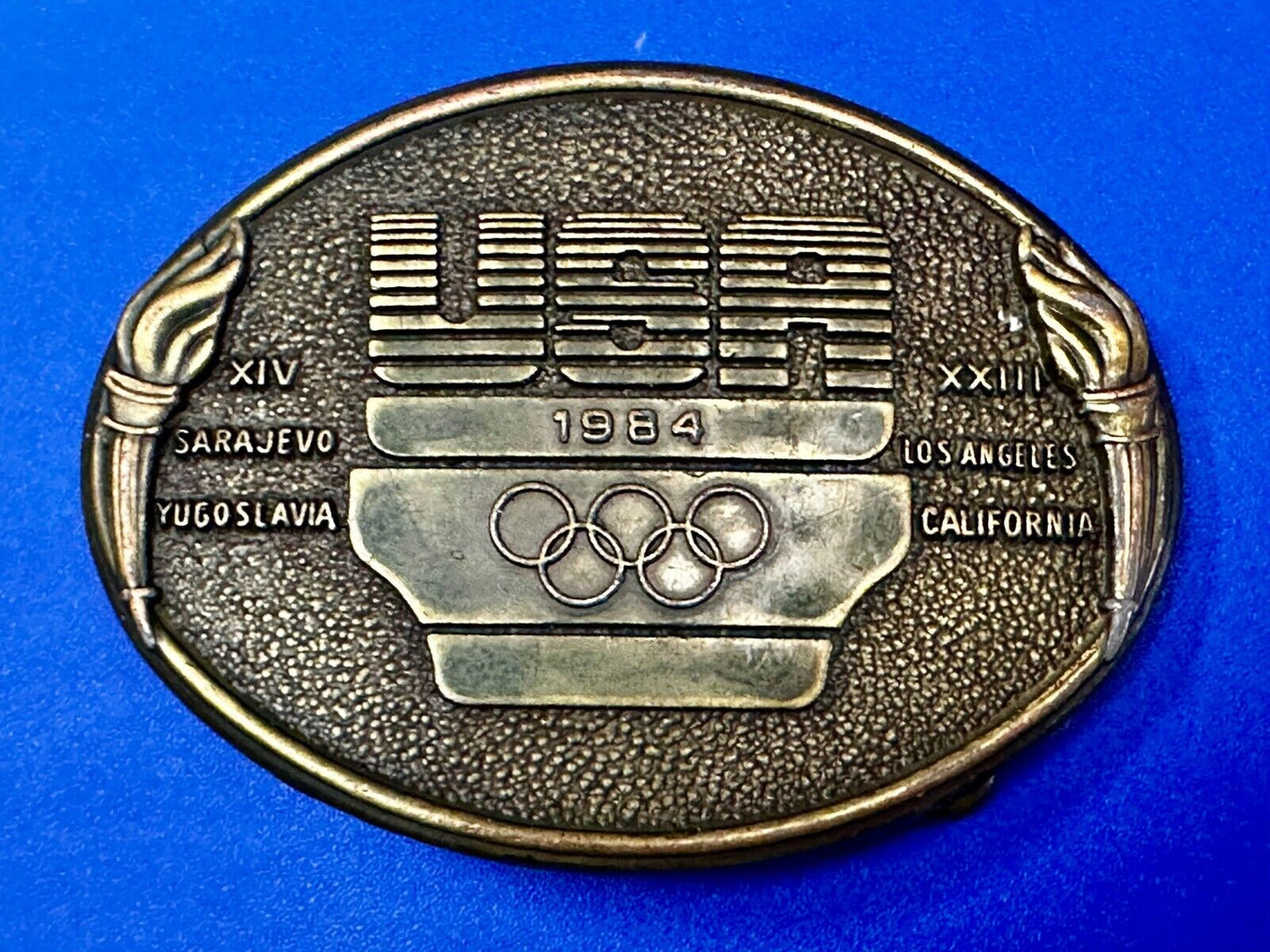 1984 USA Olympics Los Angeles California Vintage Commemorative Belt Buckle