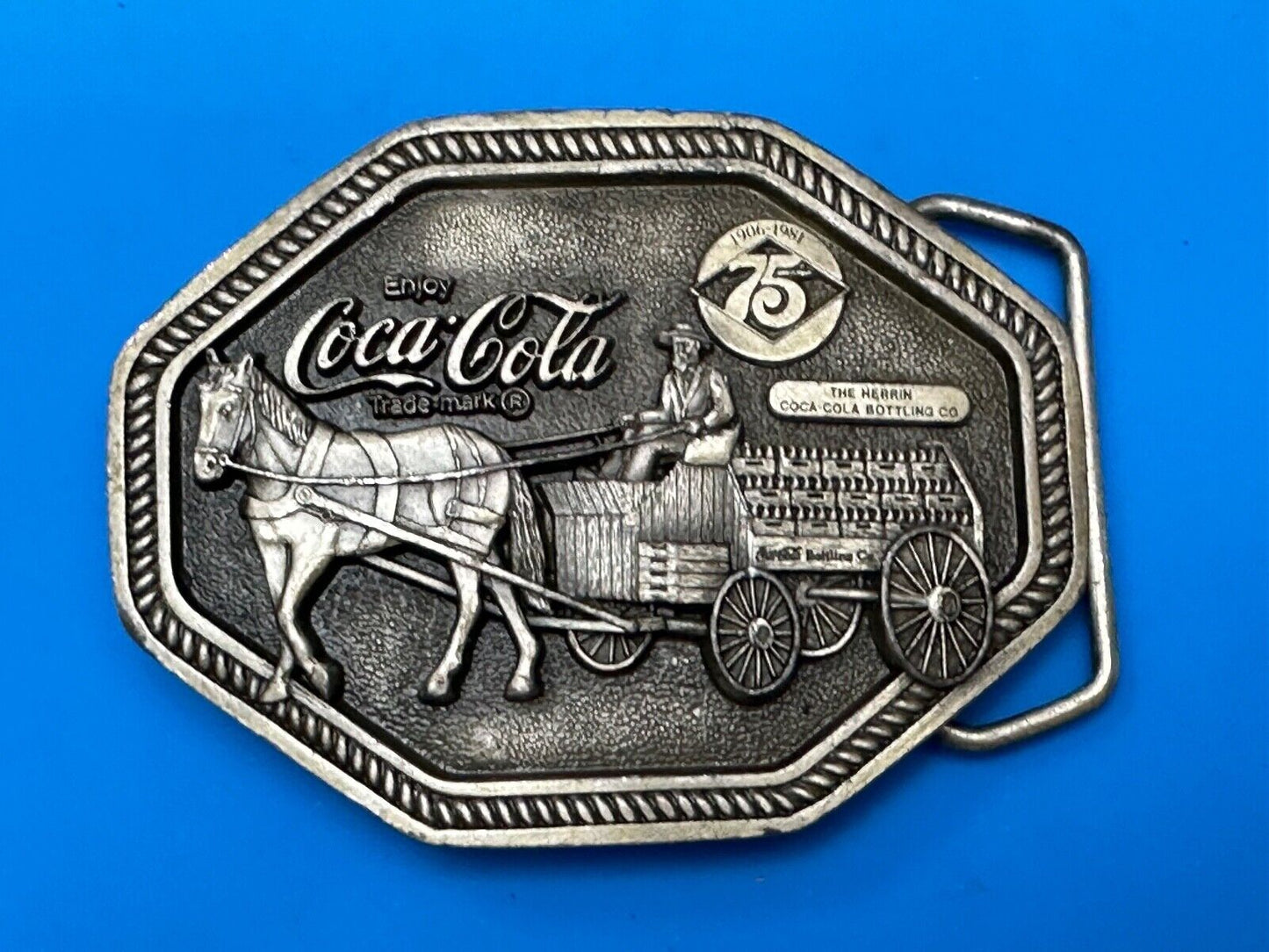 Vintage 1980 Coke a cola Belt Buckle Markatron Inc