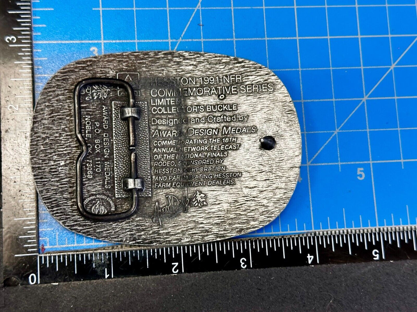 1991 ADM Hesston NFR National Finals Rodeo Cowboys Western Belt Buckle