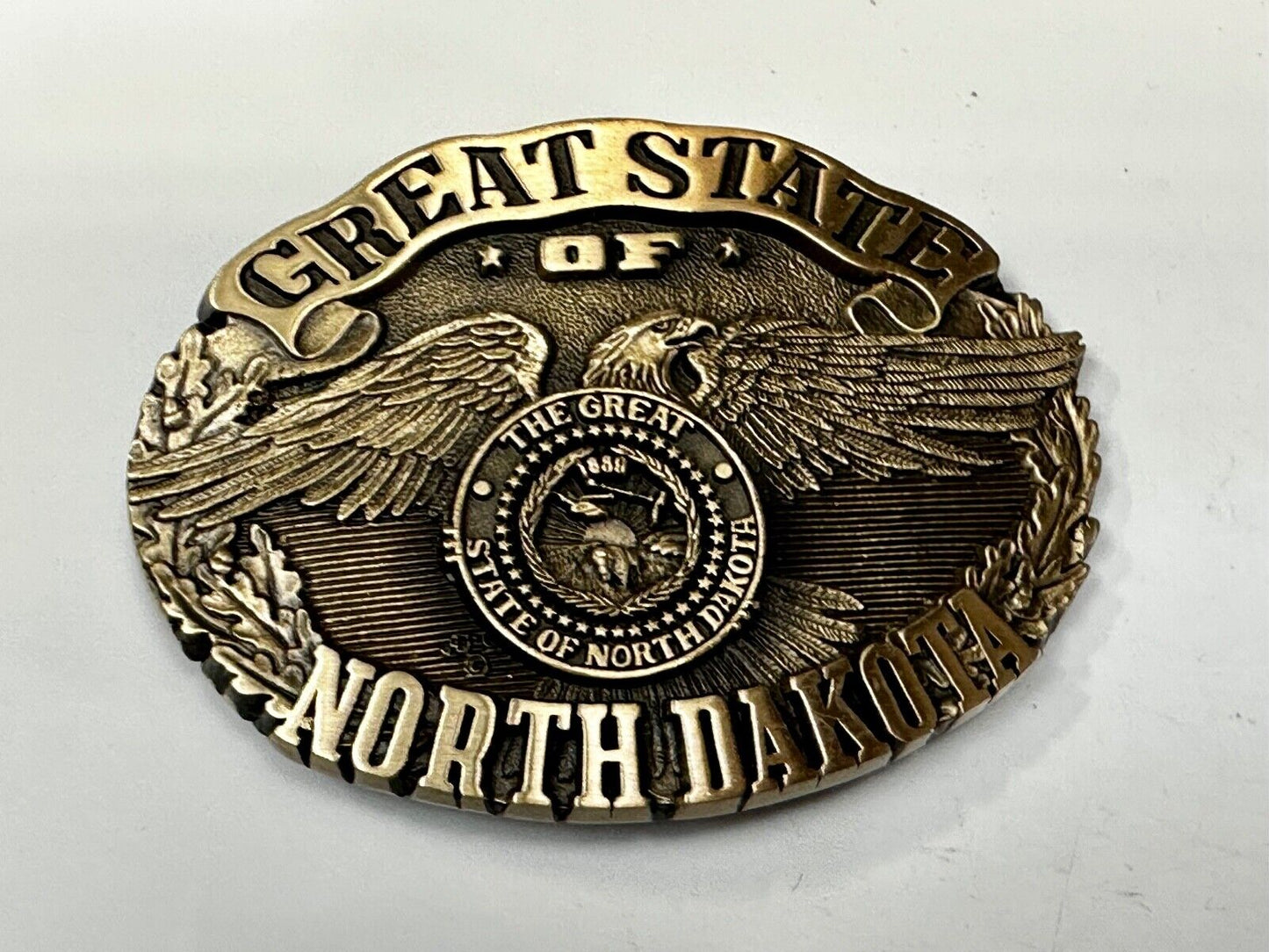 The Great State of North Dakota Vintage Award Design Medals 1st Edn Belt Buckle