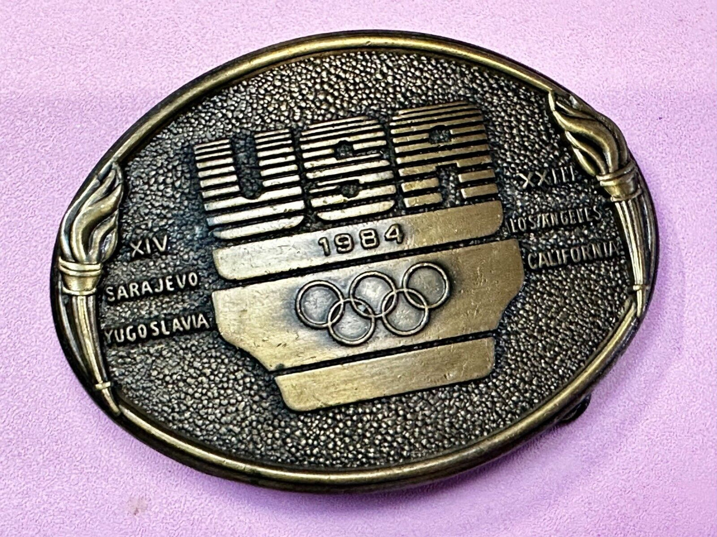 1984 USA Olympics Los Angeles California Vintage Commemorative Belt Buckle