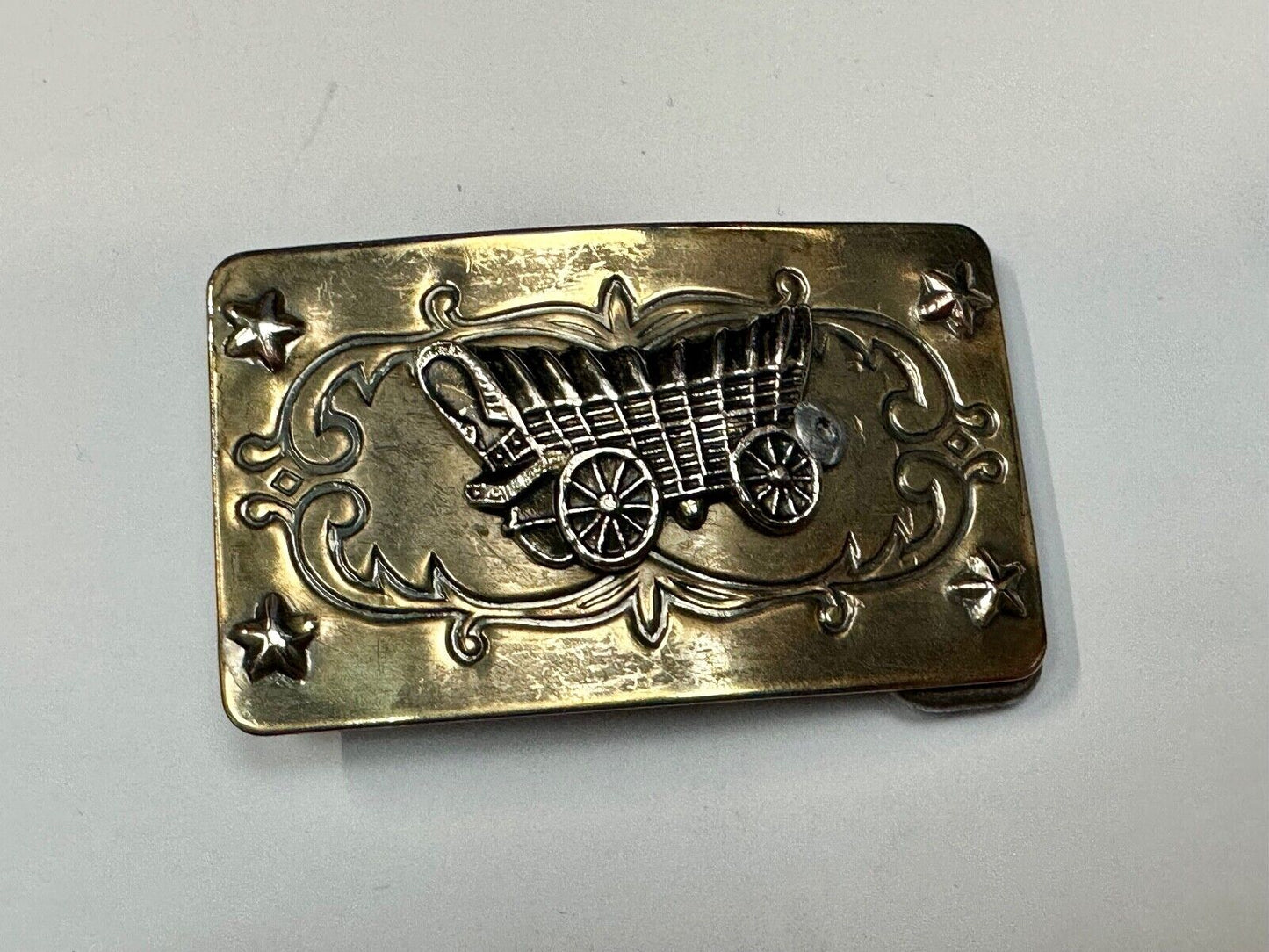Vintage Covered Wagon Ornate belt buckle to restore