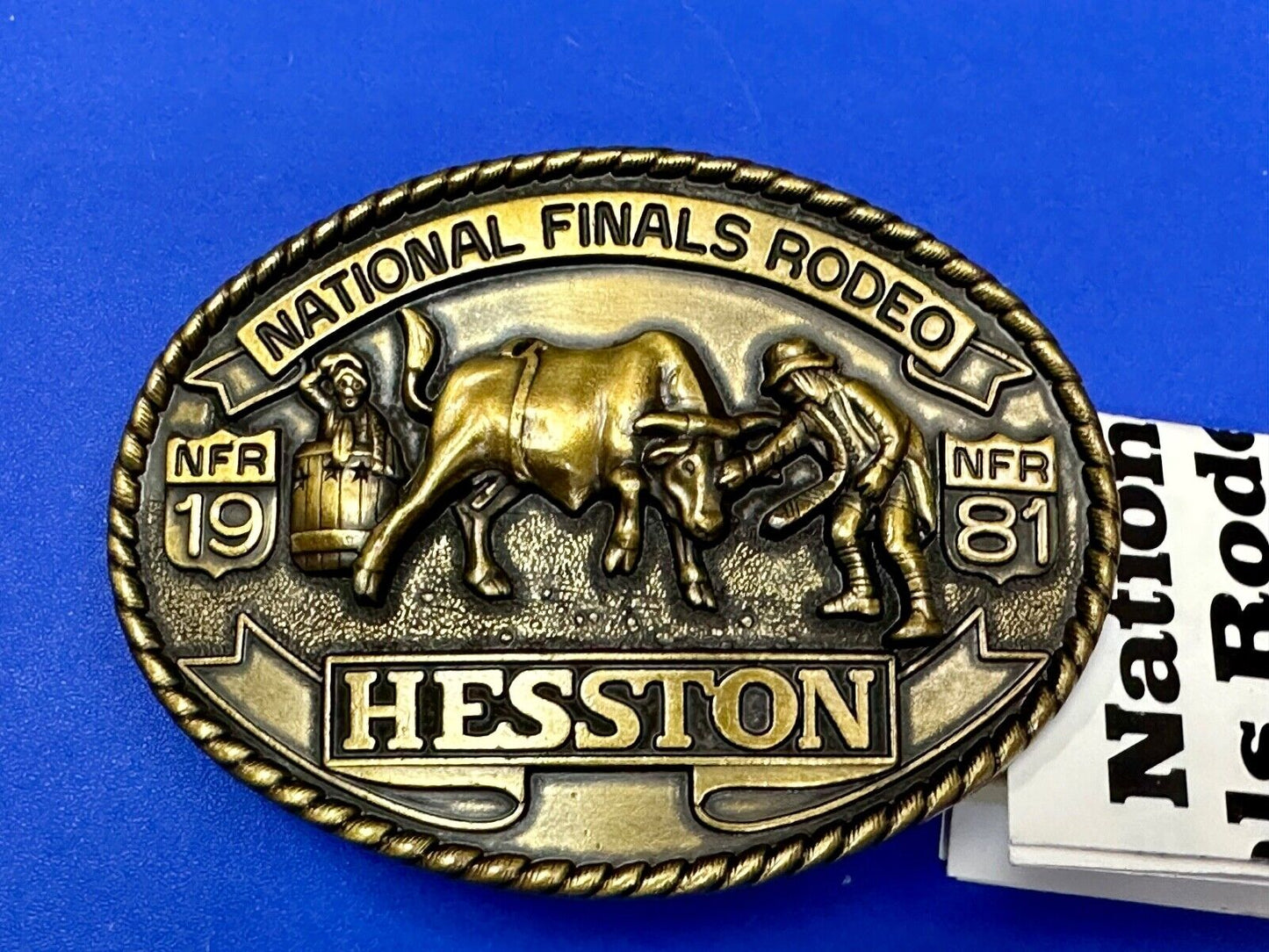1981 Hesston National Finals Rodeo NFR Collectors Rodeo Cowboy NOS Belt Buckle
