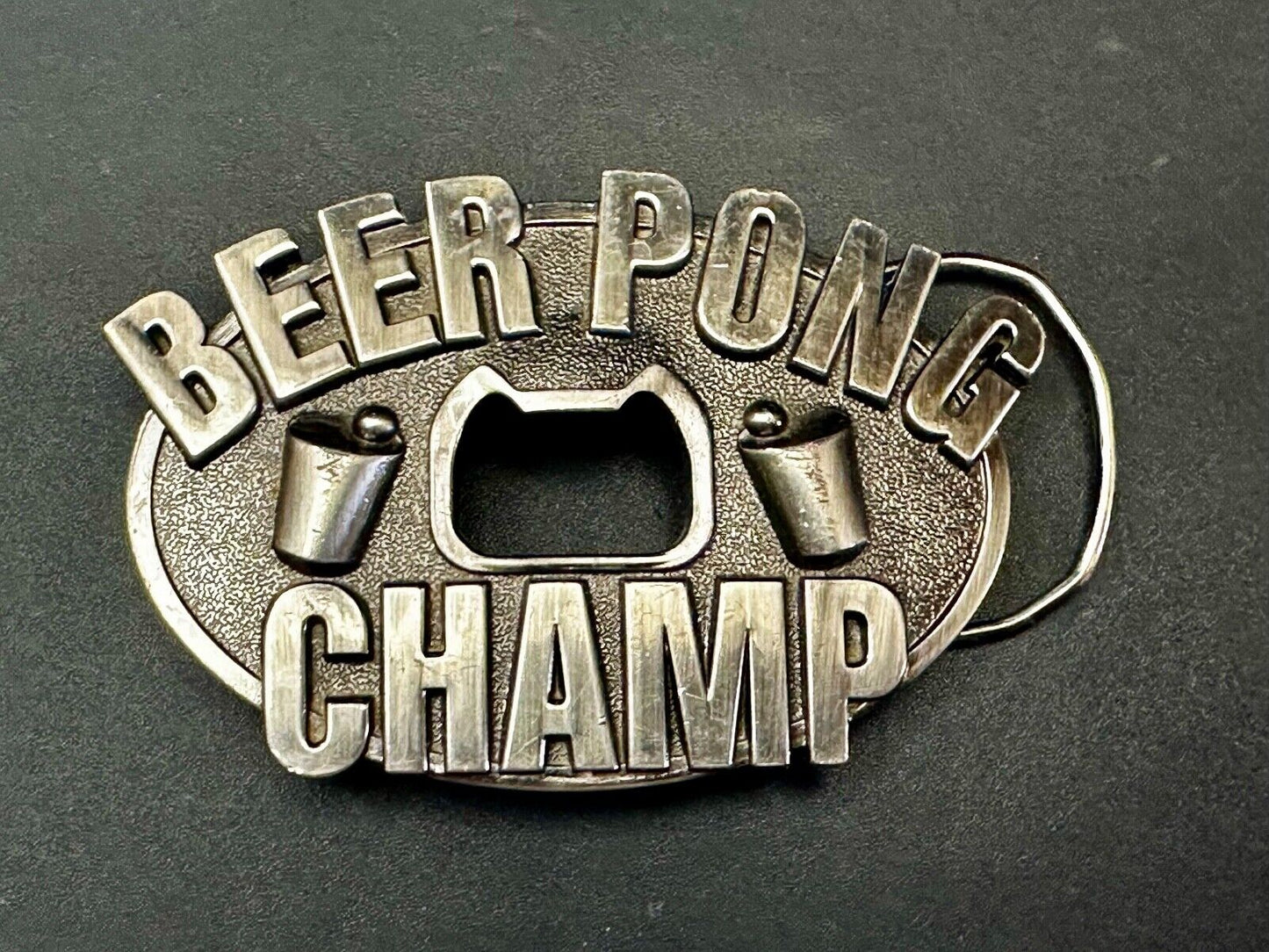 Beer Pong Champ! Vintage Bottle Opener & Belt Buckle by Kalan