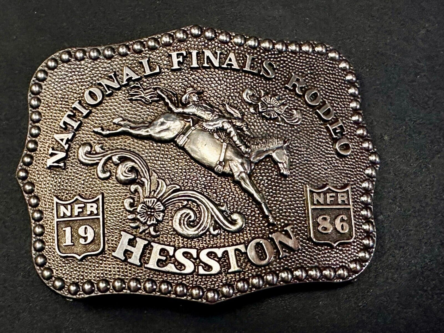 1986 Hesston NFR National Finals Rodeo Cowboys Western Belt Buckle