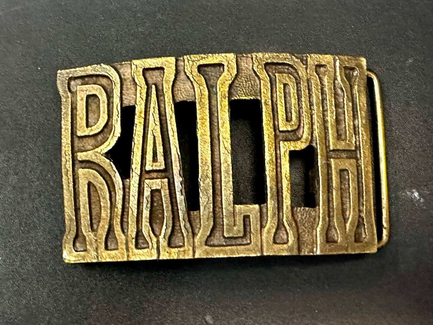 Beautiful Customized Name RALPH Cut-Out Vintage Belt Buckle by THE CHAD - in box