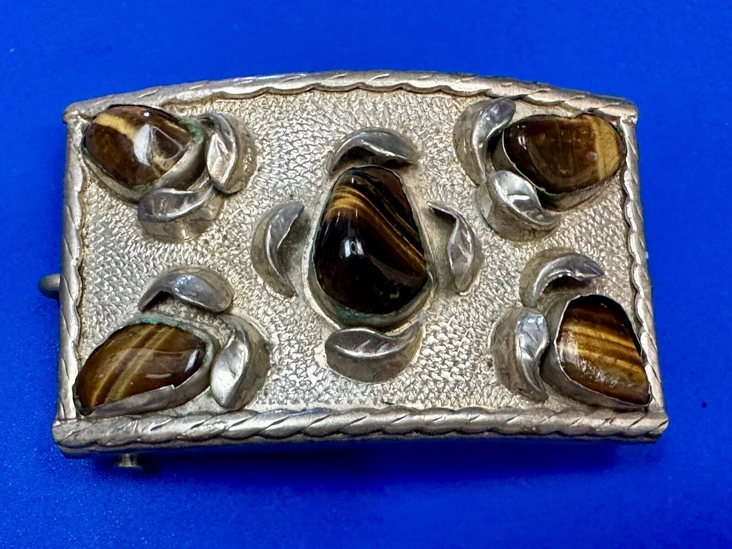 Tigerseye Gemstone Handmade Southwest Southwestern Vintage Alpaca Belt Buckle