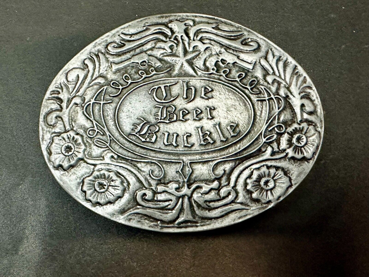 The Beer Buckle - Ornate Large Belt Buckle & Can Holder by BevBuckle