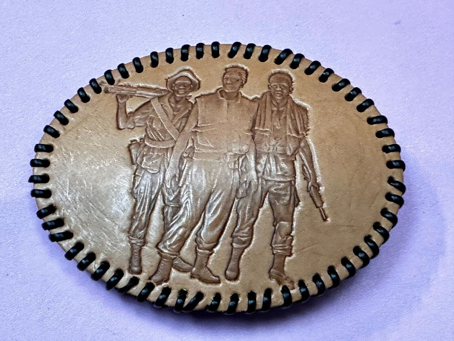 The Three Servicemen Vietnam Veterans War Memorial Oval Leather Belt Buckle