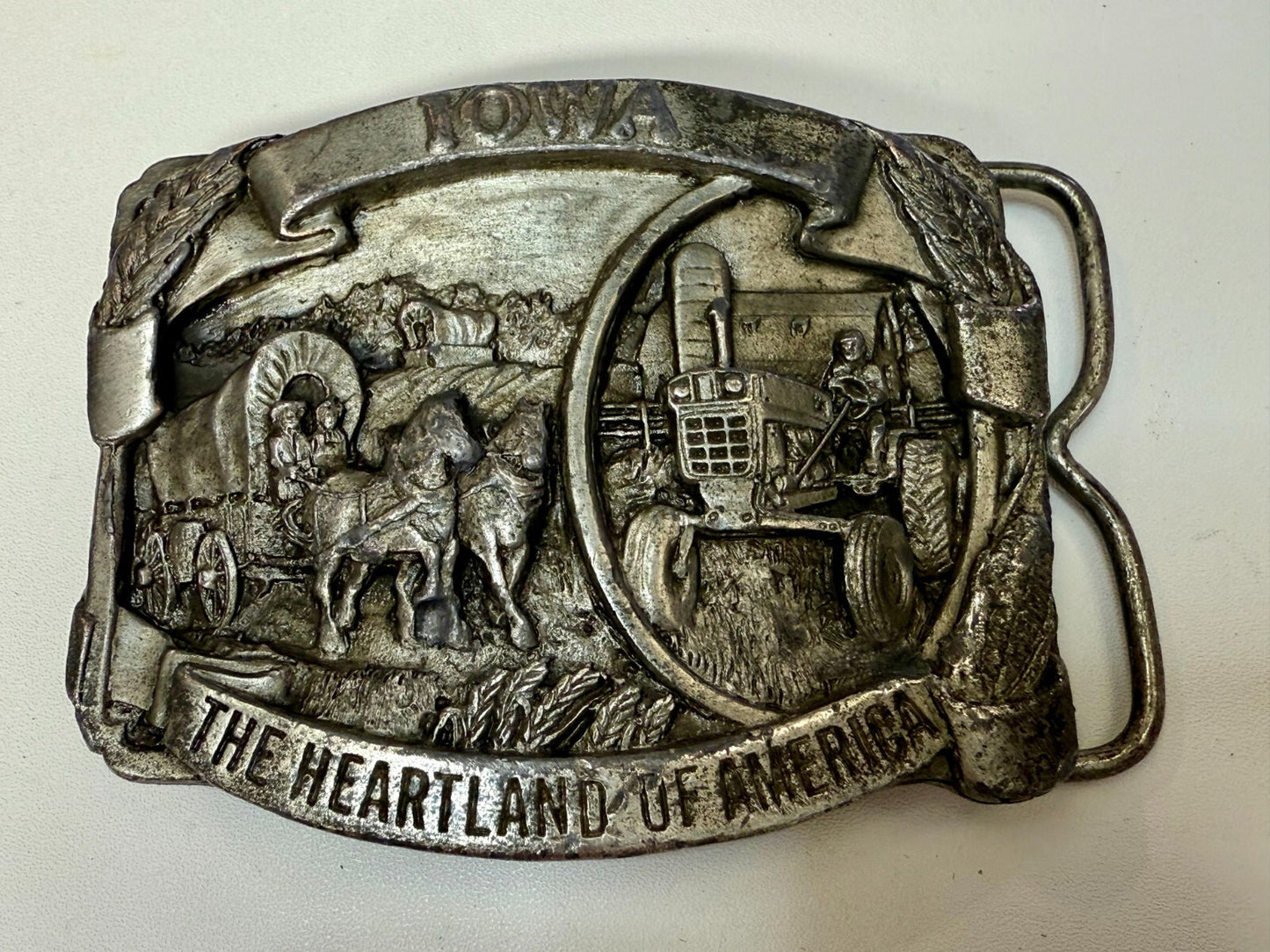 The Great State of Iowa The Heartland of America Vintage Siskiyou Belt Buckle
