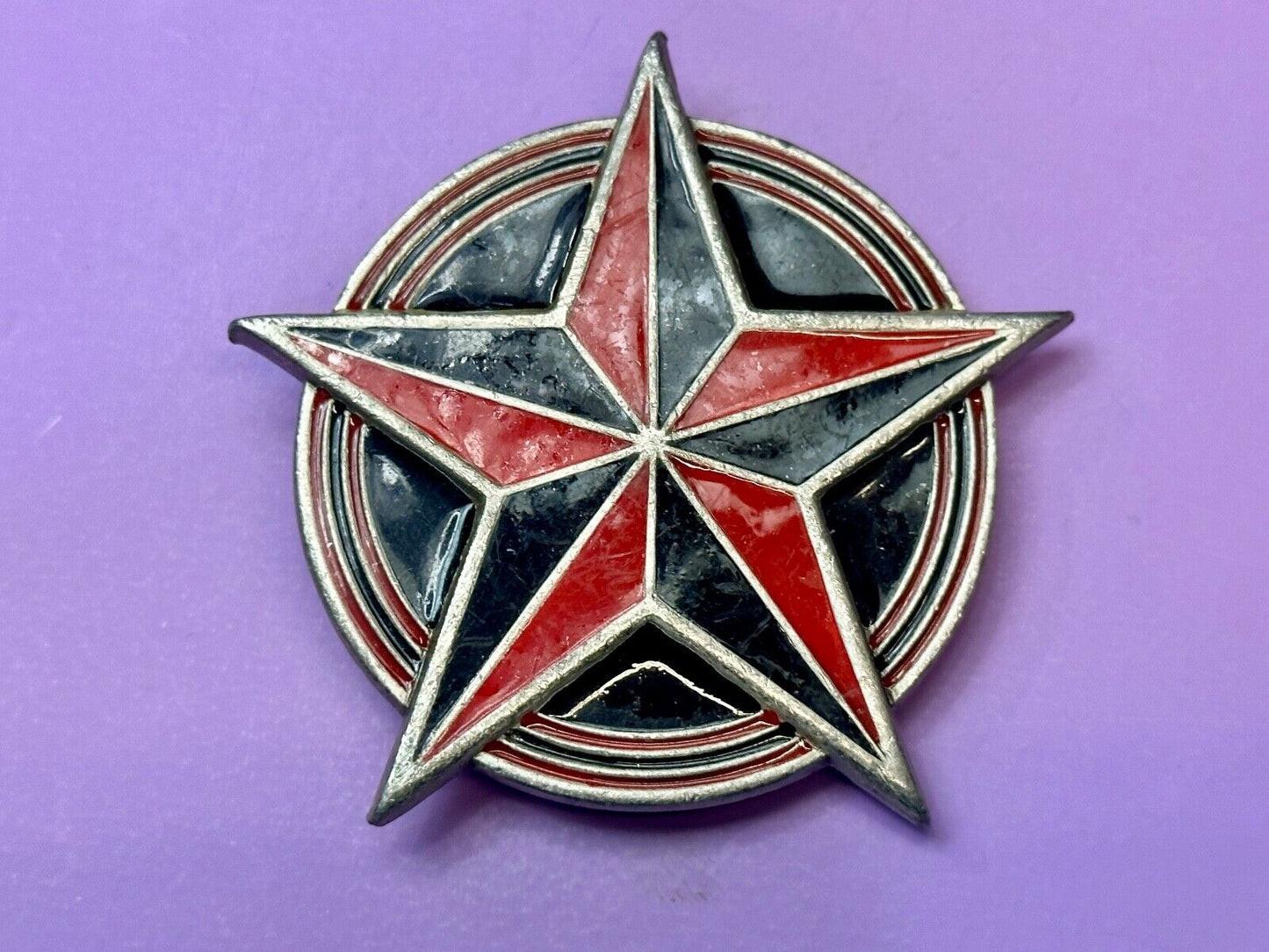 2002 Star in Circle black & Red color Great American Products pewter Belt Buckle