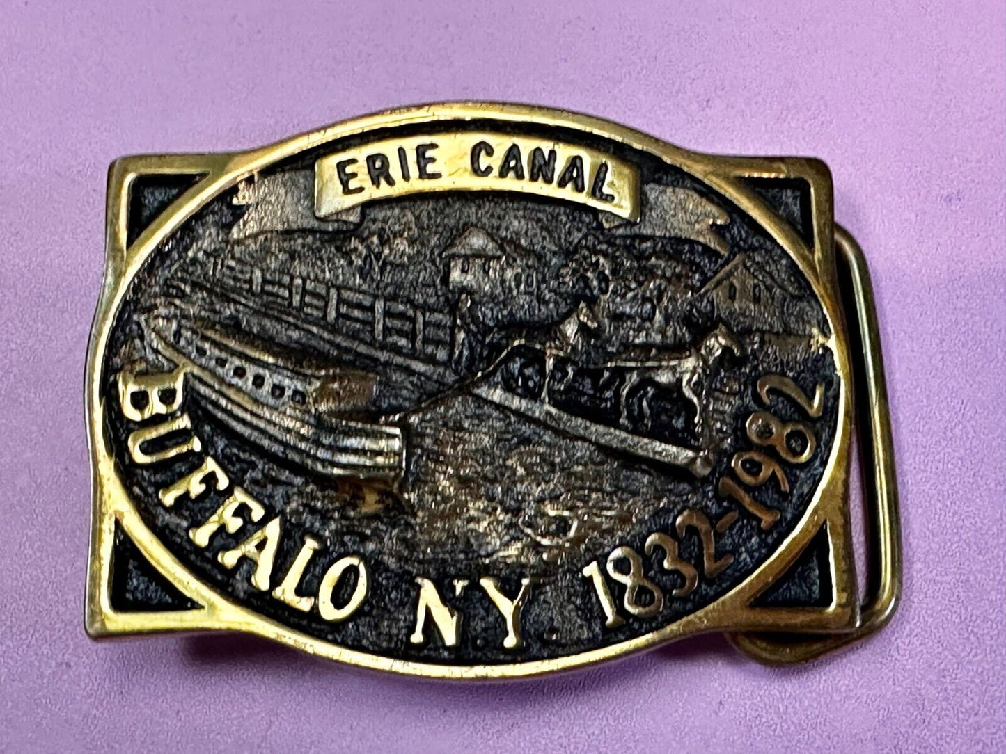 The Erie Canal Buffalo NY State Solid Brass Belt Buckle by Heritage Mint