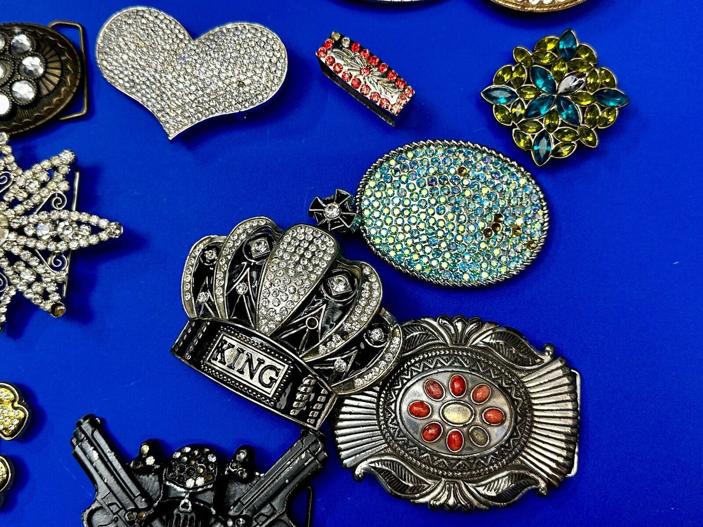 21 Bulk Lot Junk Drawer Grab Bag of REPAIR Belt Buckle - Missing Rhinestone's
