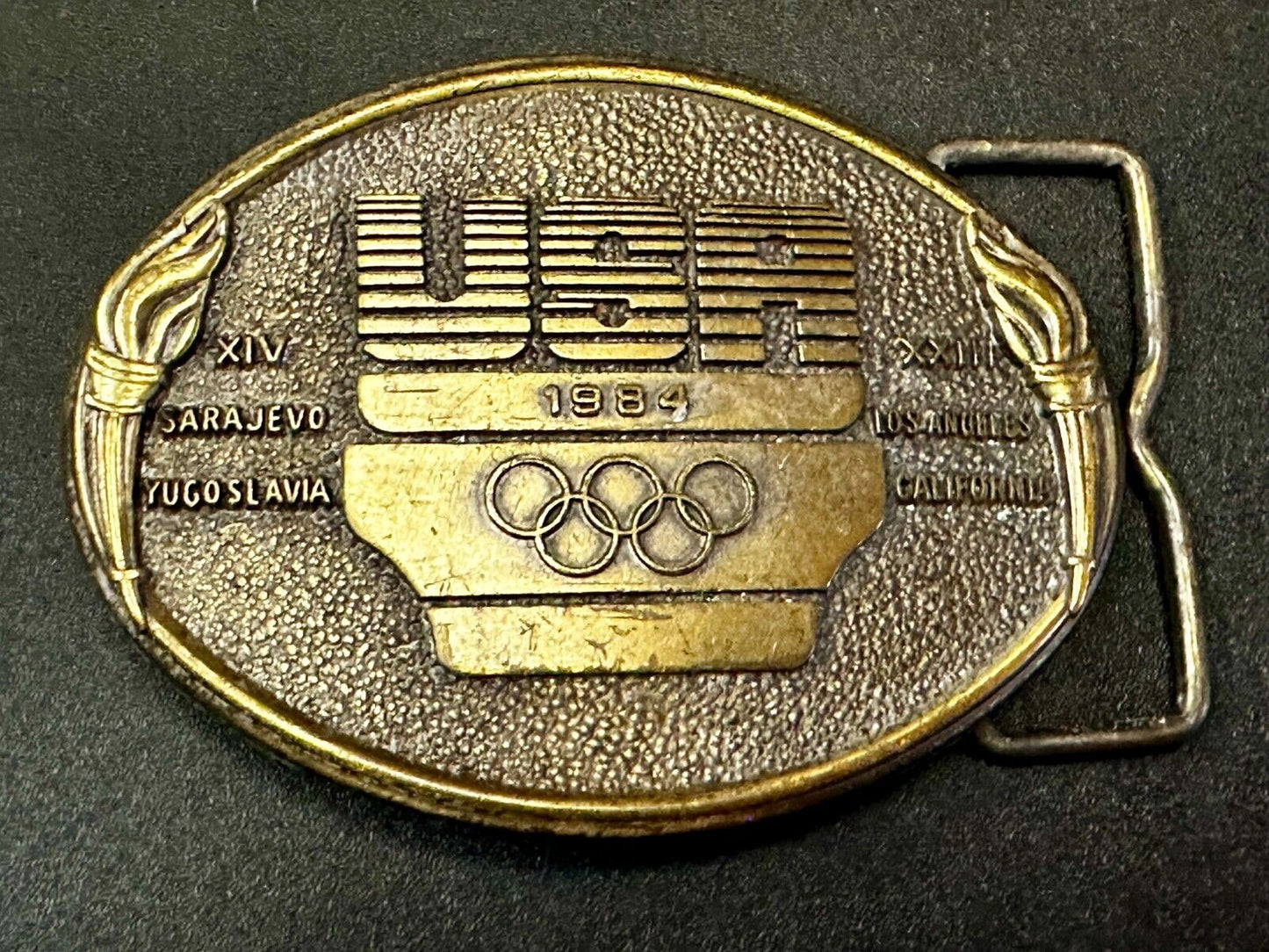 1984 USA Olympics Los Angeles California Vintage Commemorative Belt Buckle