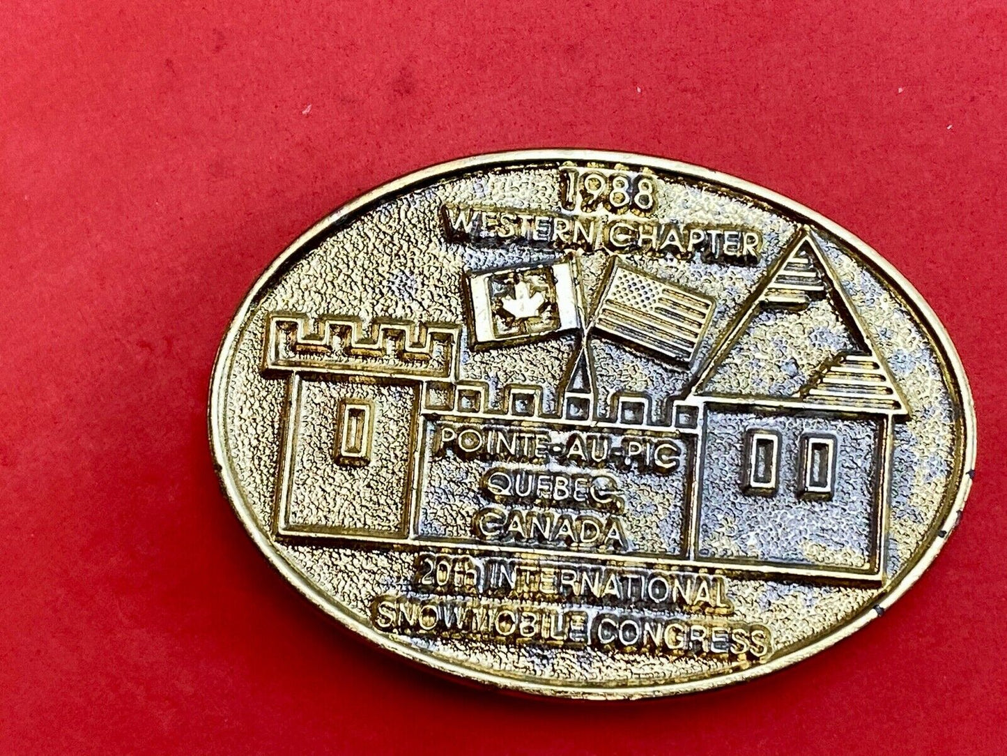 Vintage 1988 Western Chapter Pointe-au-Pic Quebec Canada belt buckle RARE. #92