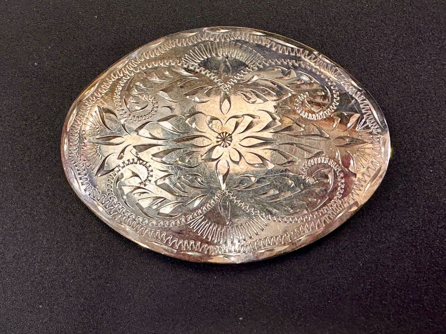 Beautiful Western Flair 3.5" wide engraved oval belt buckle