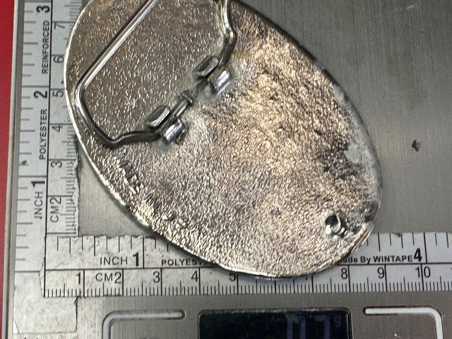 The Great State of Texas Star & Flag Silver color USA made western belt buckle