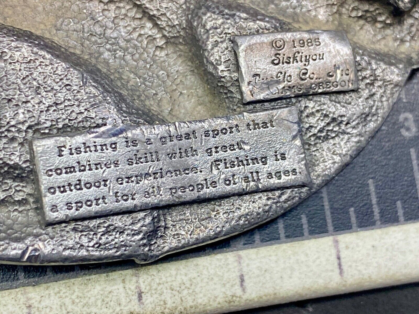 Vintage 1985 "I'd Rather Be Fishing" M-30 Pewter Belt Buckle - Perfect Gift!