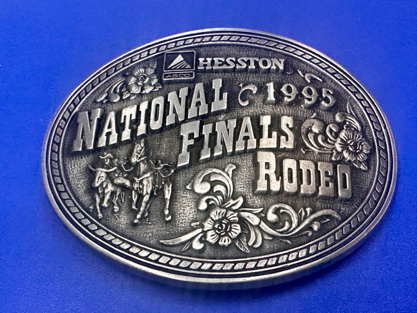 1995 ADM Hesston NFR National Finals Rodeo Cowboys Western Belt Buckle