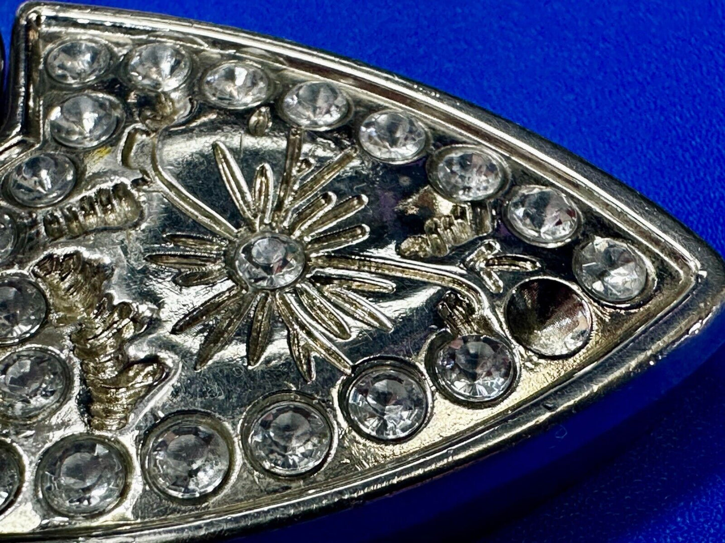 Three Piece Ranger Style Replacement Dress Belt Buckle - Missing Rhinestone